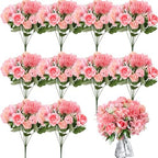Tigeen 24 Bundles Artificial Flowers Bouquet Silk Peonies, Rose Pink by Tigeen