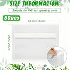 Sabary 50 Pcs Self AdhesiveVellum Envelopes Clear Envelopes, 4.7 x 6.5 Inch - Image 2