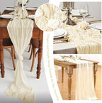 20 Pack Ivory Cheesecloth Table Runner 10FT Long Boho Gauze Fabric Table Runner Vintage Rustic Sheer Runners for Wedding Party Bridal Baby Shower Table Decorations - Image 7