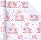 WRAPAHOLIC Jumbo Baby Girl Wrapping Paper - 30 Inch x 100 Feet Jumbo Roll - Adorable Pink Elephant Design for Baby Shower, Party, Holiday - Image 3
