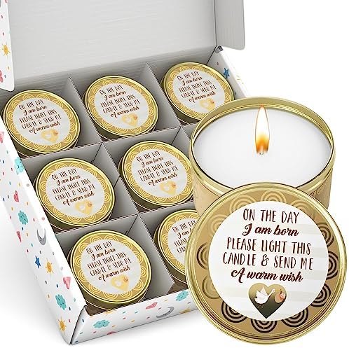 Majestic Zen Baby Shower Candle Favors Gift Set |9-Pack Neutral Scented Soy Wax Candles with Fresh Baby Powder |Long Lasting 40 Hour Burn |Unique Gender Reveal Party Favors & Baby Shower Decorations by MajesticZen