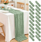 20 Pack Sage Green Cheesecloth Table Runner, 17x108 Inch Semi Sheer Boho Gauze Cheese Cloth Fabric Table Runners for Wedding Party Baby Shower Birthday Garden Farmhouse Table Decor by Yemosa