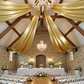 2 Panels 5ft(W) x 20ft(L) Gold Backdrop Curtain for Wedding Parties by PartyVillage
