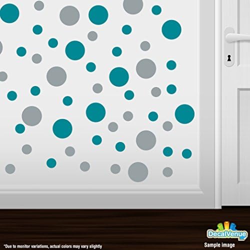 DecalVenue.com Turquoise/Metallic Silver Vinyl Wall Stickers - 2 & 4 inch Circles (300 Decals) - Image 2