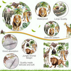 Pickmesh 250 Pcs Jungle Birthday Party Supplies Decorations Serve 50 Safari Animals Disposable Paper Plates Napkins and Cups Jungle Wild Animals Zoo Safari Baby Shower Birthday Wedding Party Supplies - Image 3