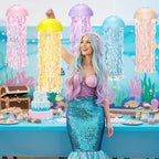 Baquler Set of 12 Jellyfish Party Decoration Macaron Colors Paper Lanterns - Image 2