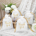 Roowest 5 x 7 Inch 100 Pcs Thank You Satin Gift Bags, White - Image 4