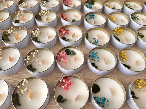Elegant Soy Wax Candle Favors with Dried Flowers in Sealed Tin Box - Personalized for Weddings, Bridal Showers, Baby Showers, Birthdays (10-20-30-40-50-100 PCS in Bulk) - Image 7