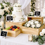 4 Pack Wooden Buffet Risers Cupcake Stand Buffet Display with Mini Signs - Image 4