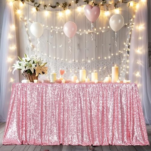 Poise3EHome Fuchsia Pink Sequin Tablecloth 90×156 Inch Rectangle Sparkly Fabric Table Cloth for Birthday Wedding Party Valentine Holiday Baby Shower Christmas Decoration - Image 5