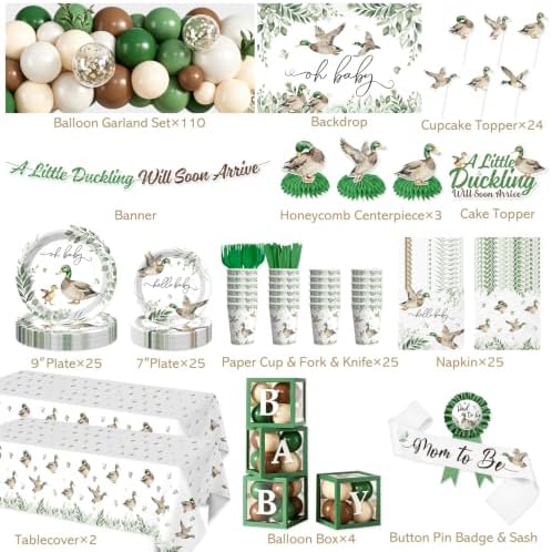 302PCS Cocomigo Mallard Duck Baby Shower Set, All-in-One Kit, Serves 25 - Image 2