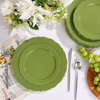 U-QE 100PCS Olive Green Plastic Plates - Plastic Green Plates Disposable - Image 2