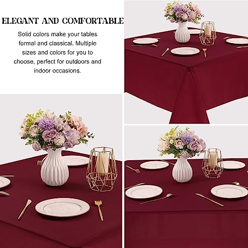 4 Pack Square Table Cloth 52x52 Inch Burgundy Tablecloth Machine Washable Fabric Polyester Table Cover for Dining, Buffet Parties, Picnic, Events, Weddings and Restaurants（Burgundy） - Image 3