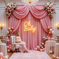 Gallety Pink Backdrop Curtain for Wedding, Polyester Photography Backdrop Drapes - 30FT x 10FT Wedding Backdrop with Rod Pockets for Children's Party,Birthday,Event,Graduation Party Decorations by Creativepartyuniquedecorat