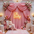 Gallety Pink Backdrop Curtain for Wedding, Polyester Photography Backdrop Drapes - 30FT x 10FT Wedding Backdrop with Rod Pockets for Children's Party,Birthday,Event,Graduation Party Decorations by Creativepartyuniquedecorat
