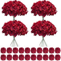 100 Pcs Faux Deep Red Hydrangea Artificial Flowers Bulk, Fake Silk Hydrangea Flowers Heads with Stems for Wedding Decorations Garden Party Baby Shower Porch Home Decor Table Centerpieces by Cherica
