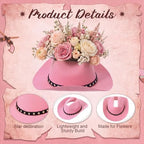 Didaey 6 Pcs Cowboy Hat Flower Vase Western Cowboy Party Table Centerpiece for Artificial Flower Cotton Linen Floral Vase with Top Opening Wedding Baby Shower Birthday Party (Star Belt,Pink) - Image 3