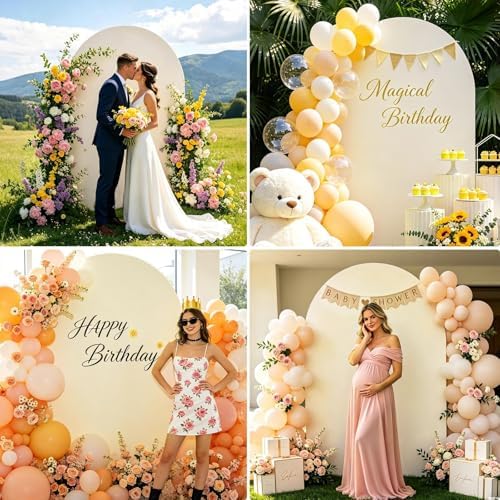 HEMMOTOP Metal Arch Backdrop Stand and Cover Set, Beige, 7.2 ft - Image 2