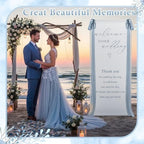 Wedding Welcome Linen Sign Stand with Satin Ribbon(Blue) - Image 6