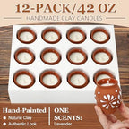 JarThenaAMCS 12 Pcs Cantaritos De Barro Mexicanos Candles Mini Terracotta Clay Pottery Candle Brown White Floral Decorative Mexican Candle for Cinco De Mayo Party Decoration Gifts - Image 3