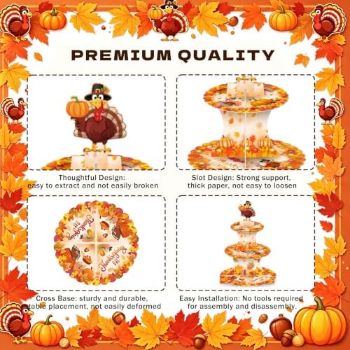 3 Tier Thanksgiving Cupcake Stand for 24 Cupcakes,Cardboard Cupcake Stands - Image 3