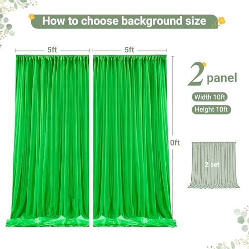 Green Tulle Backdrop Curtain for Parties Wedding,10ft x 10ft Wrinkle Free Curtain Backdrop,2 Layer Drapes for Backdrop,Polyester Wedding Back Drop for Bridal Shower Birthday Baby Shower Photography - Image 7
