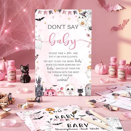 Patelai 321 Pcs Baby Shower Games Supplies, Pink Halloween - Image 2