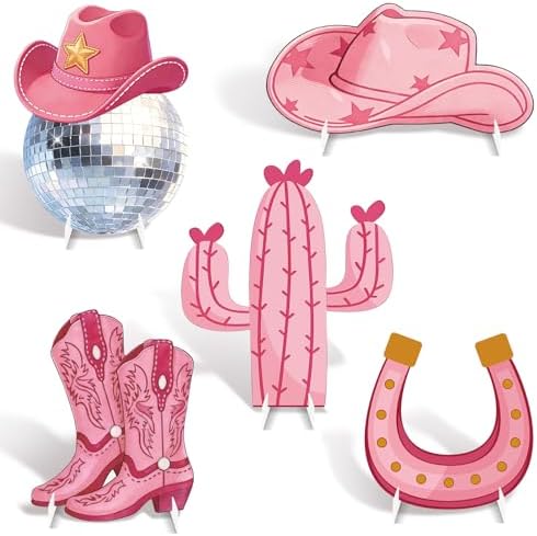5 Pcs Large Disco Cowgirl Cardboard Cutouts, Pink Western Cowgirl Stand up Party Yard Signs Decoration for Last Disco Coquette Bachelorette Rodeo Birthday Party Supplies Photo Booth Props by WelcometoLawnIdyll