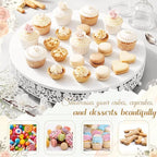 Wenqik 16 Inch White Cake Stand Set Metal Round Cupcake Dessert Stand with Cake Cutting, Flower Spatula Wedding Cupcake Pastry Display Candy Holder Display for Wedding Party Birthday Baby Shower - Image 5