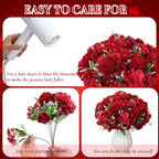 Tigeen 24 Bundles Peonies Artificial Flowers Faux Roses, Wine Red - Image 4