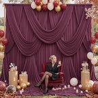 20ft x 12ft Burgundy Backdrop Curtains for Parties, Wrinkle Free 4 Panels Photo Backdrop Drapes Back Drop Cloth for Wedding Birthday Photography Background Decor - Image 2