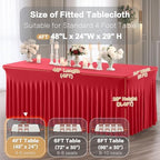 Shillance 2 Packs Red Spandex Table Clothes for 4 Foot Rectangle Table, Spandex Table Covers 4FT Stretch Table Skirts Wrinkle Free Fitted Table Cloth for Valentines, Event, Wedding, Banquet & Parties - Image 3