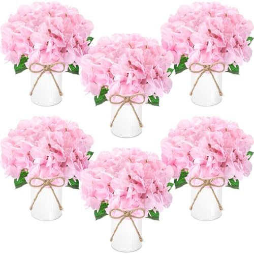 Mimorou 6 Set Floral Table Centerpiece Fake Hydrangea Decor, Pink by Mimorou
