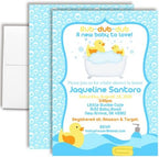 20 Custom Baby Shower Invitations with Envelopes – Personalized Little Rubber Duckie 5x7 Invite Set | Fully Customizable, Proof Included, Customizable Kit of Matching Thank You Cards, Stickers & Diaper Raffle Tickets | Made in USA by AmandaCreation