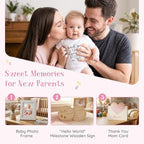 Baby Girl Gift Set - 12 Pcs Newborn Essentials with Bunny Lovey, 100% Cotton Onesie, Milestone Sign & Photo Frame - Unique Carriage Storage Box, Ready-to-Gift Baby Shower Gifts for Newborn Girls - Image 6