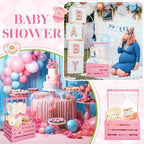 Suzile Baby Shower Crate Wooden Closet Baby Basket Gift,Pink - Image 6