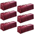 6 Packs Burgundy Satin Tablecloths Rectangle 6FT, Glitter Spandex Fitted Stretch Table Covers Wrinkle-Free Floor Length Shimmer Table Skirt for Weddings Parties Baby Shower Banquets Vendor Events by Partisky