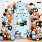 Blue Halloween Baby Shower Party Decoration Set, 6 Ft A Little Boo is Almost Due Stretchy Arch Backdrop Covers with Bat Stickers Balloon Garland Kit for Baby Shower Birthday Party Decor by Cheerupp
