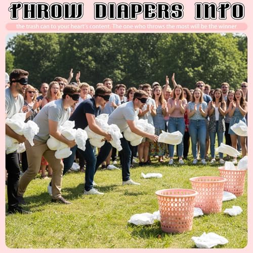 LemonRoad 4 Pack Funny Baby Shower Diaper Games Activities Kits Toss the Diaper in the Pail Hilarious Gender Reveal Games Prizes Accessories for Boys Girls Women Men (Pink) - Image 2