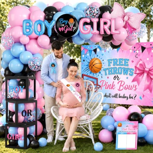 284Pcs Free Throws or Pink Bows Gender Reveal Decorations, Serve 20 Guests - Image 5