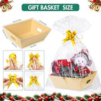AFOROEOA 6PACK Baskets For Gifts Empty, 10x12”Thick Kraft Gift Basket with 6Bows 6Bags Empty Gift Baskets for Christmas, Valentine’s Day, Easter, Birthdays, Valentine’s Day Wrapping Gift - Image 2