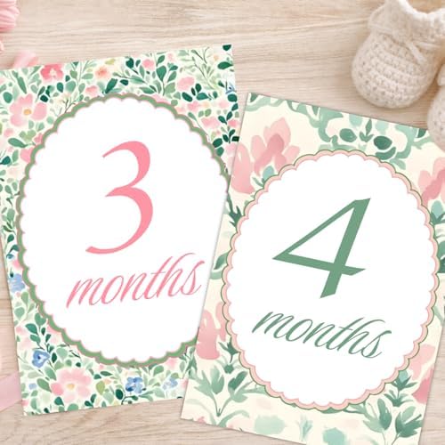 Personalized Baby Milestone Cards – 13 Printed Two Sided Cards with Welcome Card, Monthly Baby Milestones 1–12 Months, First Year Baby Keepsake - Image 2