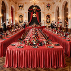 1 Pack Red Satin Tablecloths Rectangle 4FT, Glitter Spandex Fitted Stretch Table Covers Wrinkle-Free Floor Length Shimmer Table Skirt for Weddings Parties Baby Shower Banquets Vendor Events - Image 7
