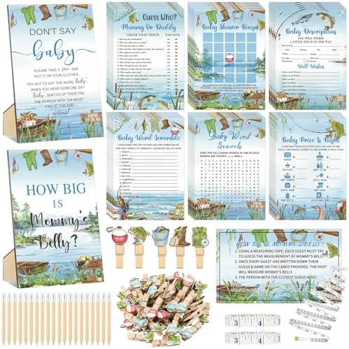 Funnymoom 426 Pcs Fishing Baby Shower Games Set, 8 Activities by Funnymoom