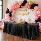 Wish Care Black Satin Table Clothes for 4 Foot Rectangle Tables - 4FT Wrinkle Resistant Glitter Rectangle Tablecloths, Party Table Covers for Wedding Banquet, Baby Shower, Birthday, Holiday Dinner by WishCare