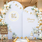 White and Beige Arch Backdrop Cover 7.2FT 6FT Wedding Arch Covers Set of 2 Arches Covers Stretchy Backdrop Spandex Fitted Double-Color Fabric Backdrops for Party Baby Shower Birthday Decoration - Image 3