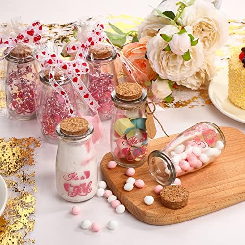 Sieral 48 Pcs 3.4 oz Small Glass Bottles Favor Jars with Cork Lids Baby Shower Decorative Milk Jar for Party Candy Decorations Souvenirs (It's a Girl) - Image 7