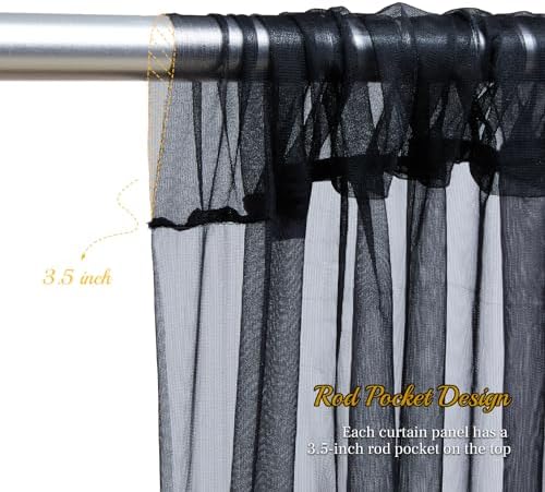 20x8ft Black Tulle Backdrop Curtain with Lights String for Parites, Sheer Backdrop Curtains for Wedding Baby Shower Birthday Party Photo Shoot Decorations - Image 5