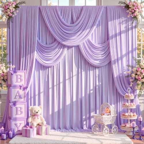 40ft x 10ft Lavender Backdrop Curtains, 8 Panels Lilac Drapes for Backdrop - Image 3