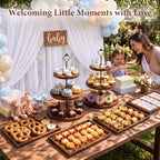 6pcs Wooden Dessert Table Display Set, 3 Tier Cupcake Stand Set with Serving Trays, Rustic Dessert Display Stand, Cake Stand Set for Wedding Dessert Table, Birthday, Baby Shower, Party Food Display, Home Decor - Image 4